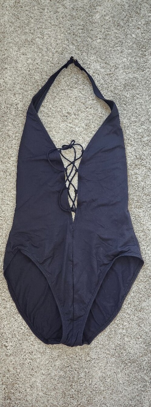 Black Lace-Up One-Piece Swimsuit